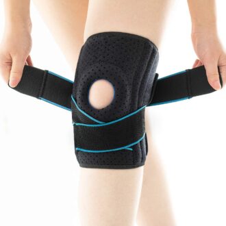 knee compression sleeve with adjustable knee wraps